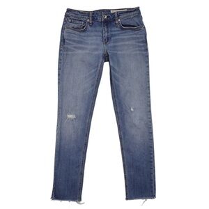 Rag & Bone Distressed Skinny Jeans Size 25 Raw Hem Medium Wash